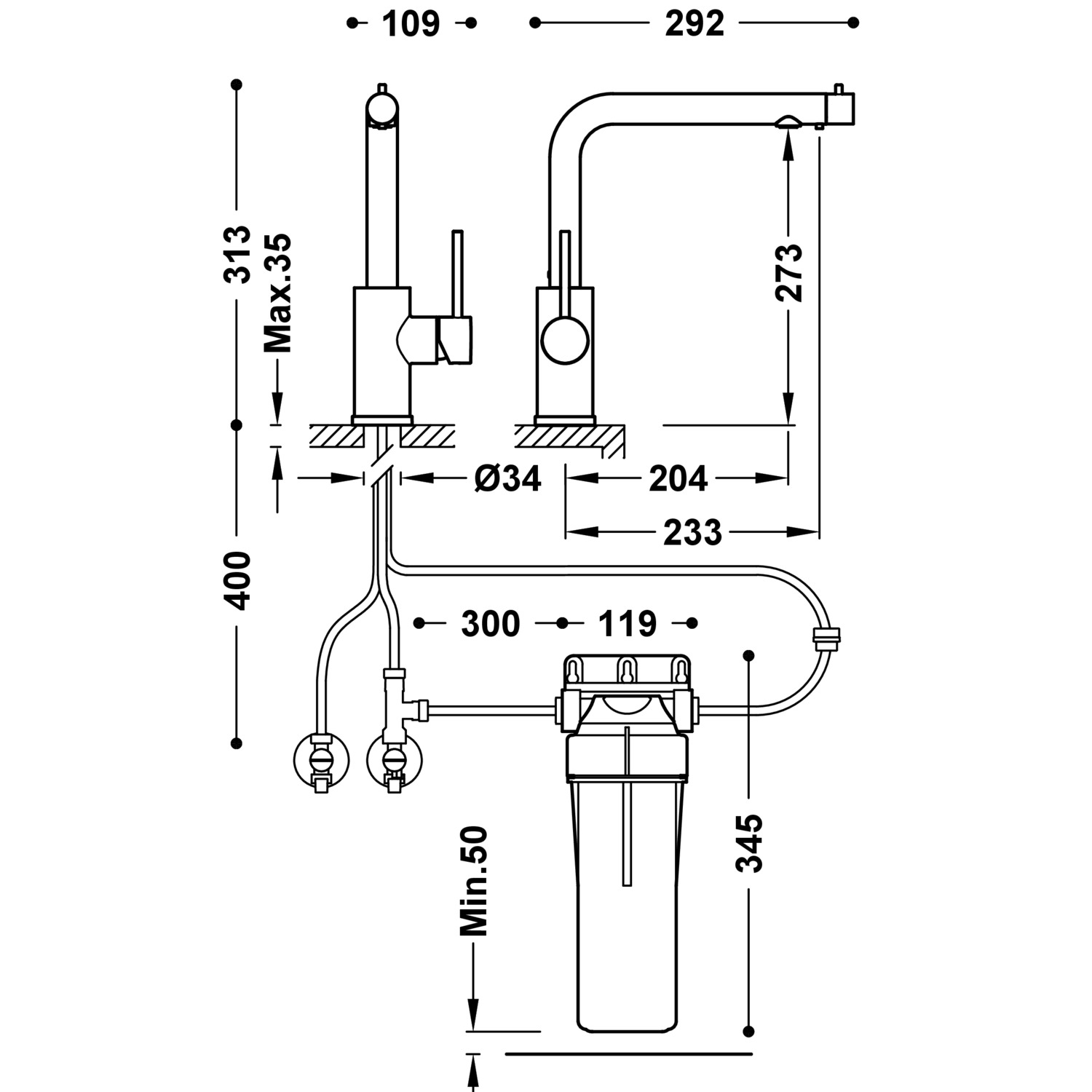 TRES  bateria kuchenna z zestawem filtrującym wodę komplet 23045403 - obrazek 4