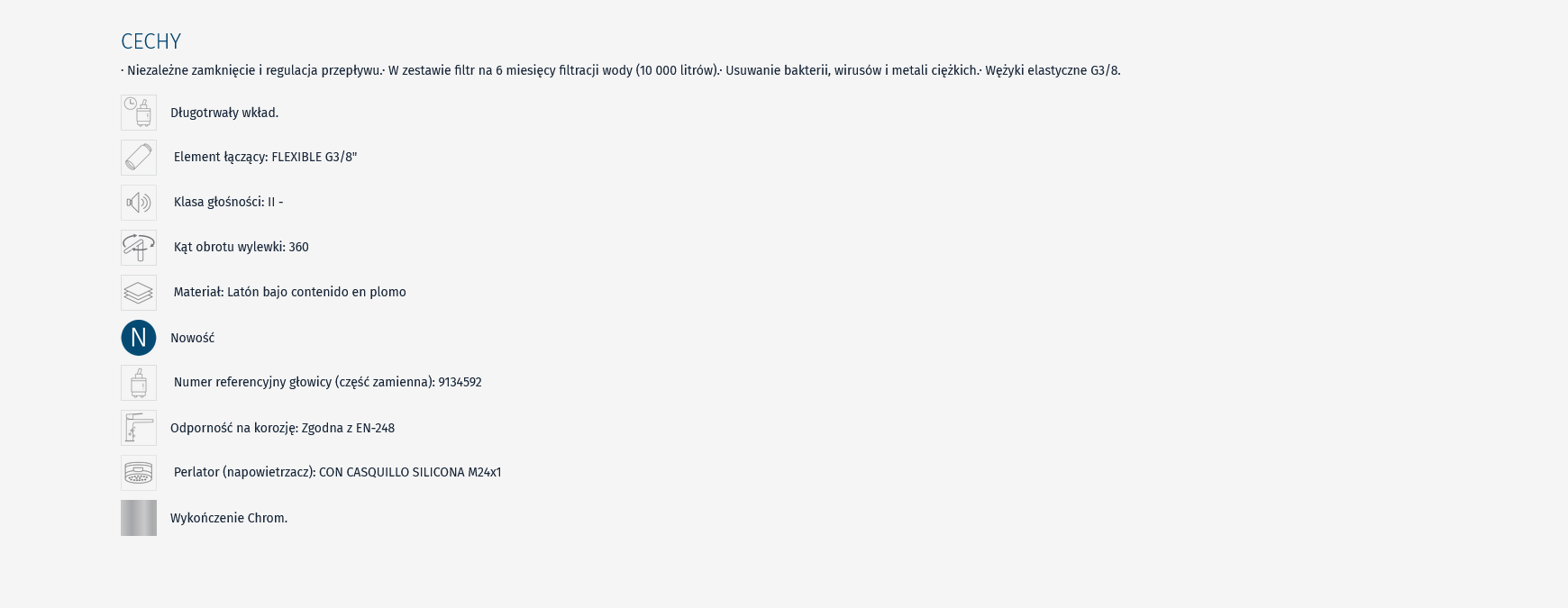 TRES  bateria kuchenna z zestawem filtrującym wodę komplet 23045403 - obrazek 2